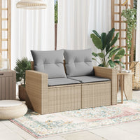 Thumbnail for Gartensofa mit Kissen 2-Sitzer Beige Poly Rattan