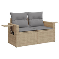 Thumbnail for Gartensofa mit Kissen 2-Sitzer Beige Poly Rattan