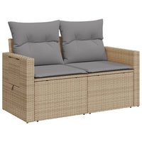 Thumbnail for Gartensofa mit Kissen 2-Sitzer Beige Poly Rattan