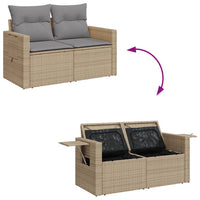 Thumbnail for Gartensofa mit Kissen 2-Sitzer Beige Poly Rattan