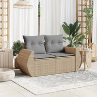 Thumbnail for Gartensofa mit Kissen 2-Sitzer Beige Poly Rattan