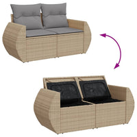 Thumbnail for Gartensofa mit Kissen 2-Sitzer Beige Poly Rattan