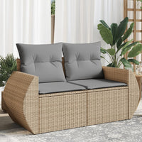 Thumbnail for Gartensofa mit Kissen 2-Sitzer Beige Poly Rattan