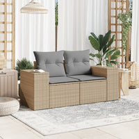 Thumbnail for Gartensofa mit Kissen 2-Sitzer Beige Poly Rattan