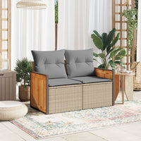 Thumbnail for Gartensofa mit Kissen 2-Sitzer Beige Poly Rattan