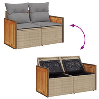 Thumbnail for Gartensofa mit Kissen 2-Sitzer Beige Poly Rattan