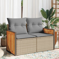 Thumbnail for Gartensofa mit Kissen 2-Sitzer Beige Poly Rattan