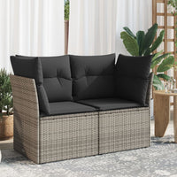 Thumbnail for Gartensofa 2-Sitzer mit Kissen Grau Poly Rattan
