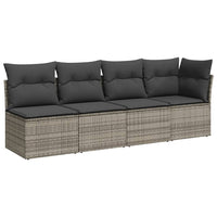 Thumbnail for Gartensofa mit Kissen 4-Sitzer Grau Poly Rattan