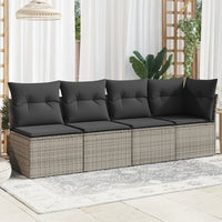 Thumbnail for Gartensofa mit Kissen 4-Sitzer Grau Poly Rattan