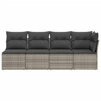 Thumbnail for Gartensofa mit Kissen 4-Sitzer Grau Poly Rattan