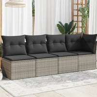 Thumbnail for Gartensofa mit Kissen 4-Sitzer Grau Poly Rattan