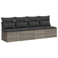 Thumbnail for Gartensofa mit Kissen 4-Sitzer Grau Poly Rattan