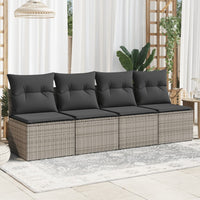 Thumbnail for Gartensofa mit Kissen 4-Sitzer Grau Poly Rattan