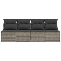 Thumbnail for Gartensofa mit Kissen 4-Sitzer Grau Poly Rattan