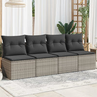 Thumbnail for Gartensofa mit Kissen 4-Sitzer Grau Poly Rattan