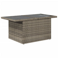 Thumbnail for Gartentisch mit Glasplatte Grau 100x55x73 cm Poly Rattan