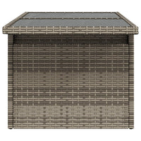 Thumbnail for Gartentisch mit Glasplatte Grau 100x55x73 cm Poly Rattan