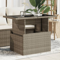 Thumbnail for Gartentisch mit Glasplatte Grau 100x55x73 cm Poly Rattan