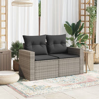 Thumbnail for Gartensofa 2-Sitzer mit Kissen Grau Poly Rattan