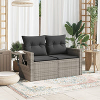 Thumbnail for Gartensofa 2-Sitzer mit Kissen Grau Poly Rattan