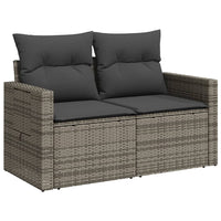 Thumbnail for Gartensofa 2-Sitzer mit Kissen Grau Poly Rattan