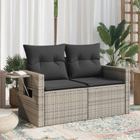 Thumbnail for Gartensofa 2-Sitzer mit Kissen Grau Poly Rattan