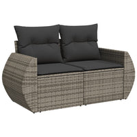 Thumbnail for Gartensofa 2-Sitzer mit Kissen Grau Poly Rattan