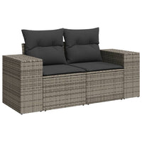 Thumbnail for Gartensofa 2-Sitzer mit Kissen Grau Poly Rattan