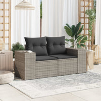 Thumbnail for Gartensofa 2-Sitzer mit Kissen Grau Poly Rattan