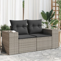 Thumbnail for Gartensofa 2-Sitzer mit Kissen Grau Poly Rattan