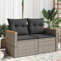 Thumbnail for Gartensofa 2-Sitzer mit Kissen Grau Poly Rattan