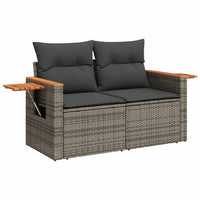 Thumbnail for Gartensofa 2-Sitzer mit Kissen Grau Poly Rattan