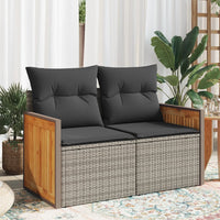 Thumbnail for Gartensofa 2-Sitzer mit Kissen Grau Poly Rattan