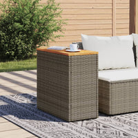 Thumbnail for Garten-Beistelltisch mit Holzplatte Grau 58x27,5x55 cm Rattan