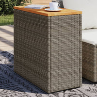 Thumbnail for Garten-Beistelltisch mit Holzplatte Grau 58x27,5x55 cm Rattan