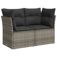 Thumbnail for Gartensofa 2-Sitzer mit Kissen Grau Poly Rattan