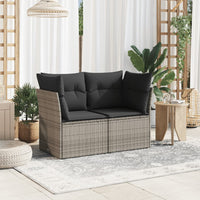 Thumbnail for Gartensofa 2-Sitzer mit Kissen Grau Poly Rattan