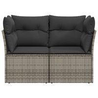 Thumbnail for Gartensofa 2-Sitzer mit Kissen Grau Poly Rattan