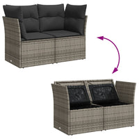 Thumbnail for Gartensofa 2-Sitzer mit Kissen Grau Poly Rattan
