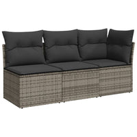 Thumbnail for Gartensofa mit Kissen 3-Sitzer Grau Poly Rattan