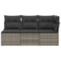 Thumbnail for Gartensofa mit Kissen 3-Sitzer Grau Poly Rattan
