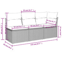 Thumbnail for Gartensofa mit Kissen 3-Sitzer Grau Poly Rattan