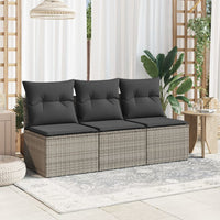 Thumbnail for Gartensofa mit Kissen 3-Sitzer Grau Poly Rattan