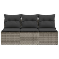 Thumbnail for Gartensofa mit Kissen 3-Sitzer Grau Poly Rattan