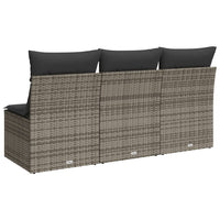 Thumbnail for Gartensofa mit Kissen 3-Sitzer Grau Poly Rattan