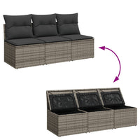 Thumbnail for Gartensofa mit Kissen 3-Sitzer Grau Poly Rattan