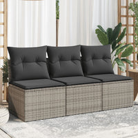 Thumbnail for Gartensofa mit Kissen 3-Sitzer Grau Poly Rattan