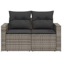 Thumbnail for Gartensofa 2-Sitzer mit Kissen Grau Poly Rattan