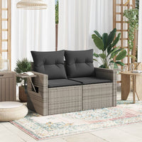 Thumbnail for Gartensofa 2-Sitzer mit Kissen Grau Poly Rattan
